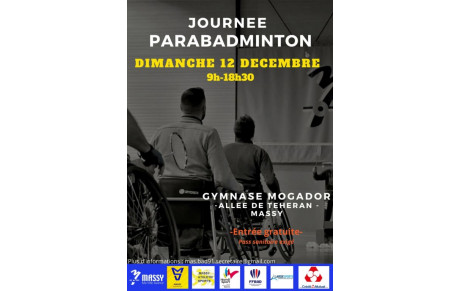 Journée ParaBadminton le 12/12/2021 : Gymnase Mogador de 9h à 19h