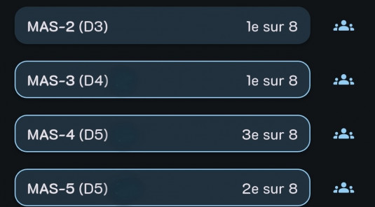 Classement 2025 - 2026 mi saison